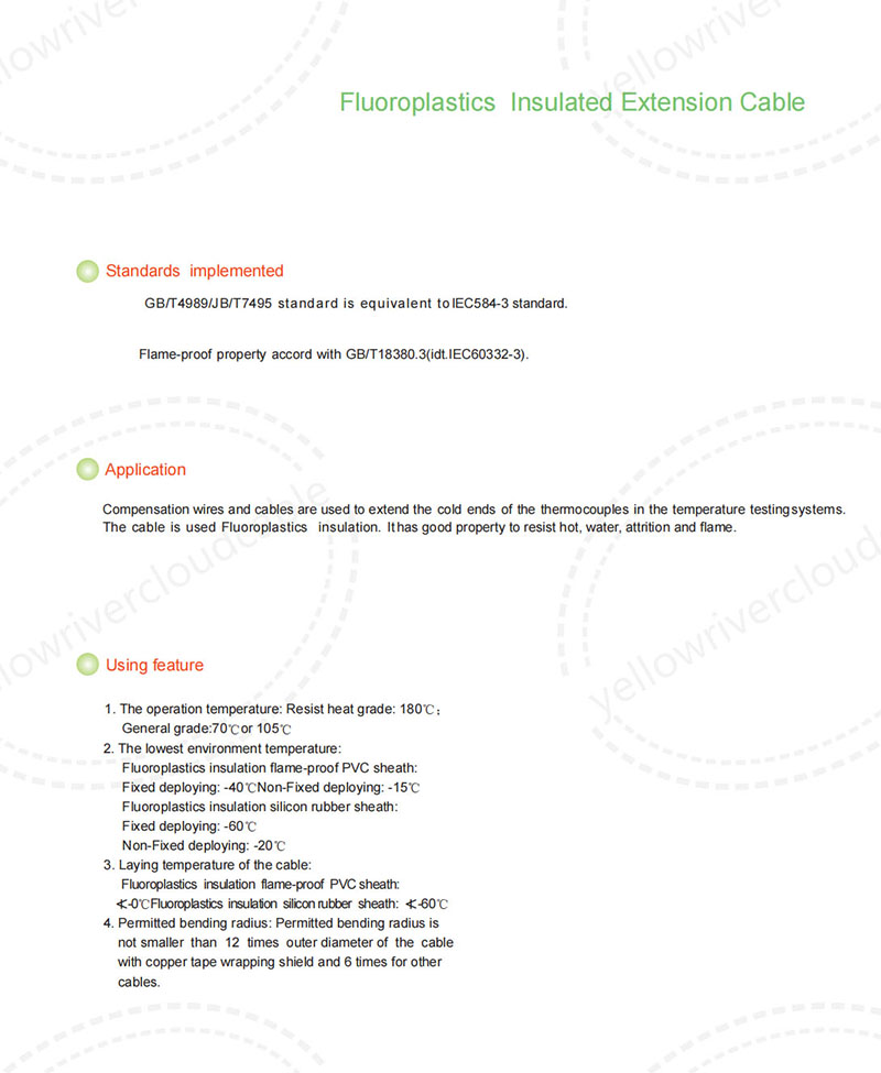 Fluoroplastics Insulated Extension Cable 2